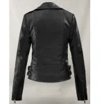 Women's Black Scarlett Johansson Biker Leather Jacket Back