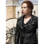 Women's Black Scarlett Johansson Biker Leather Jacket