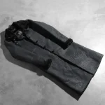 Women's Black Shearling Sheepskin Leather Coat Upper Side