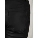 Women's Black Stretch Leather Jeans Back Pocket View