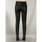 Women's Black Stretch Leather Jeans Back View