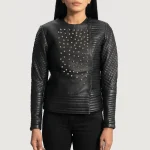 Women's Black Studded Sheepskin Leather Jacket