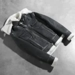 Women's-Black-Zipper-Hooded-Shearling-Leather-Jacket-Upper-Side