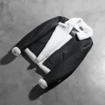Women's Black/White Leather B-3 Bomber Jacket Inner