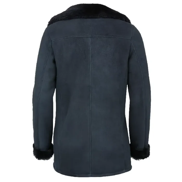 Women'S Bleu Corinne Double Breasted Leather Coat Back