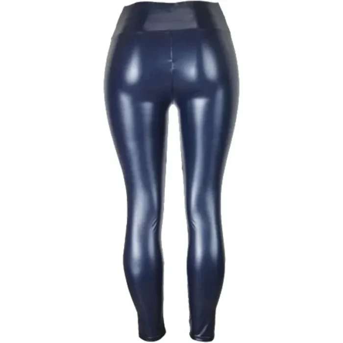 Women'S Blue Jerfer High Waisted Faux Leather Legging