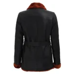 Women's Brown Shearling Leather Coat Back