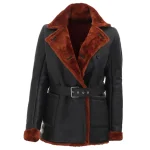 Women's Brown Shearling Leather Coat