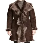 Women's Brown Sheepskin Long Winter Coat