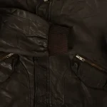 Women's Brown Vintage 1990s Leather Bomber Jacket Close Up