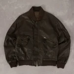 Women's Brown Vintage 1990s Leather Bomber Jacket