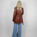 Women's Burgundy Vintage 70s Leather Jacket Back