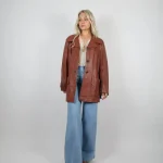 Women's Burgundy Vintage 70s Leather Jacket