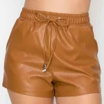 Women's Camel Best Leather Shorts