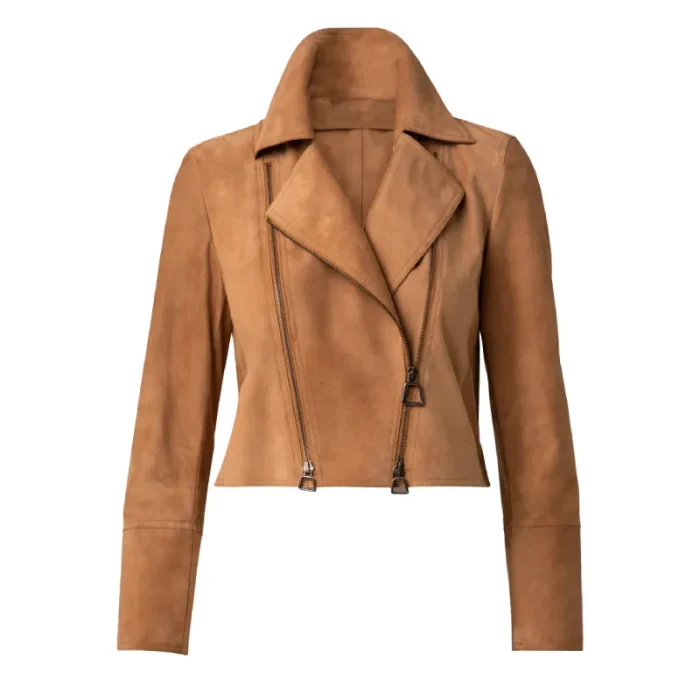 Women'S Cardboard Cropped Leather Jacket Front