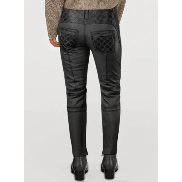 Women'S Charcoal Carrier Burnt Leather Pants Back View