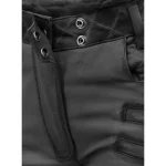 Women's Charcoal Carrier Burnt Leather Pants Front Button-Up View