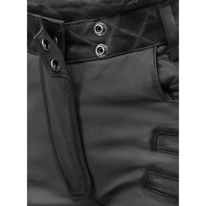 Women'S Charcoal Carrier Burnt Leather Pants Front Button-Up View