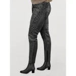 Women's Charcoal Carrier Burnt Leather Pants Side View