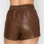 Women's Chocolate High Waist Leather Short Back