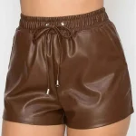 Women's Chocolate High Waist Leather Short
