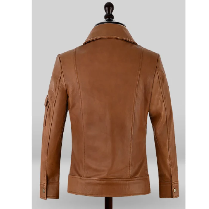 Women'S Gigi Hadid Button Up Leather Jacket Back