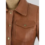 Women's Gigi Hadid Button Up Leather Jacket Close
