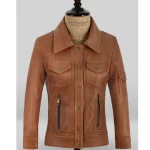 Women's Gigi Hadid Button Up Leather Jacket Front