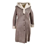 Women's Grey Shearling Leather Coat