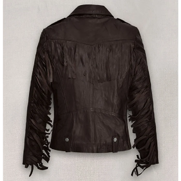 Women'S Kendall Jenner Biker Leather Jacket Back