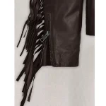 Women's Kendall Jenner Biker Leather Jacket Close Up