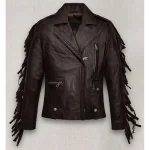 Women's Kendall Jenner Biker Leather Jacket Front