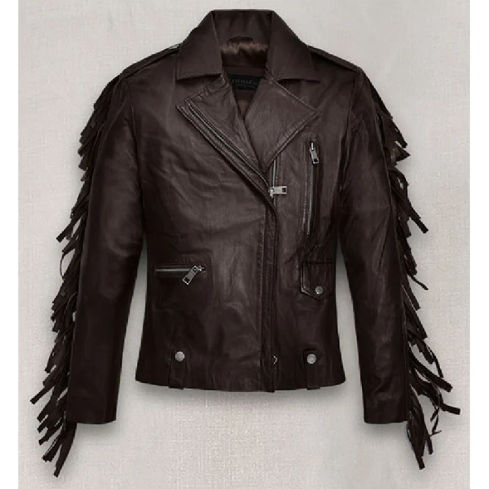 Women'S Kendall Jenner Biker Leather Jacket Front