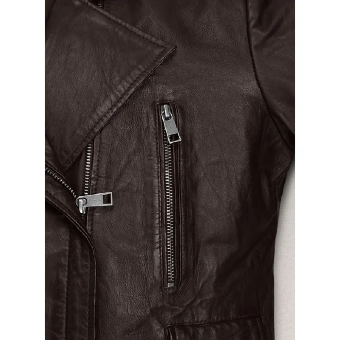 Women'S Kendall Jenner Biker Leather Jacket Zip Up