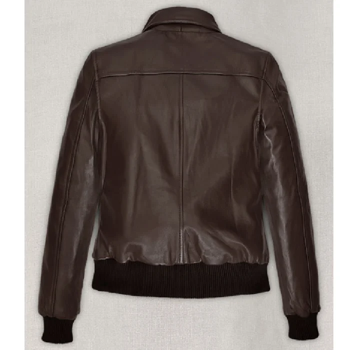 Women'S Kendall Jenner Zipper Bomber Leather Jacket Back