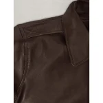 Women's Kendall Jenner Zipper Bomber Leather Jacket Close Up
