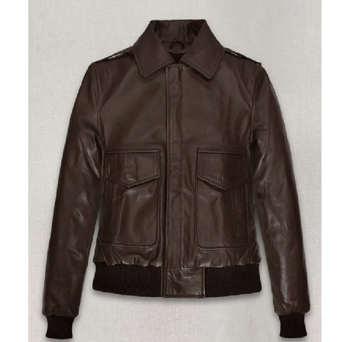 Women'S Kendall Jenner Zipper Bomber Leather Jacket Front