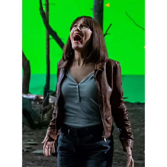 Women'S Leslie Mann The Bubble Napa Leather Jacket Front