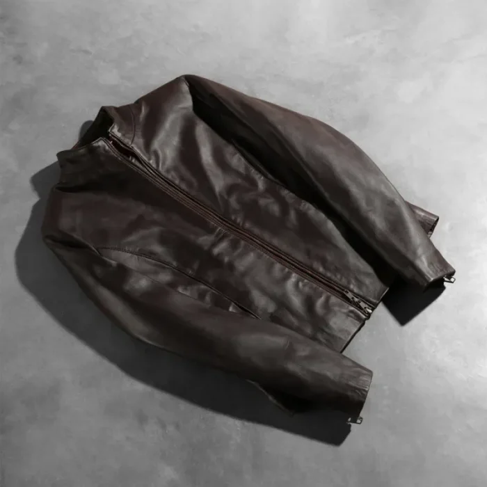 Women'S Maroon Leather Zipper Biker Jacket View