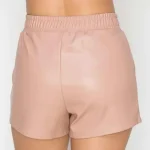Women's Pink High Waist Leather Short Back