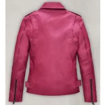 Women's Pink Jessica Alba Leather Jacket Back