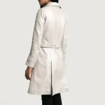 Women's Silver Sheepskin Leather Trench Coat Back