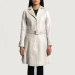 Women's Silver Sheepskin Leather Trench Coat
