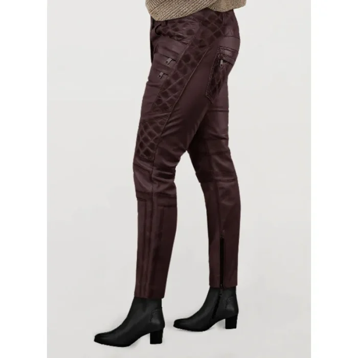 Women'S Wine Carrier Burnt Leather Pants Side View