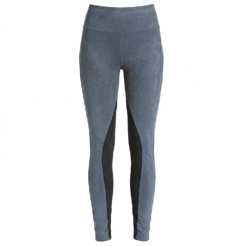 Navy Faux Suede High-Waisted Leggings With Thigh Panels Women'S Navy Faux Suede High-Waist Leggings With Thigh Panel