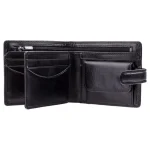 Black Arezzo Billfold Cash and Coin Wallet Open