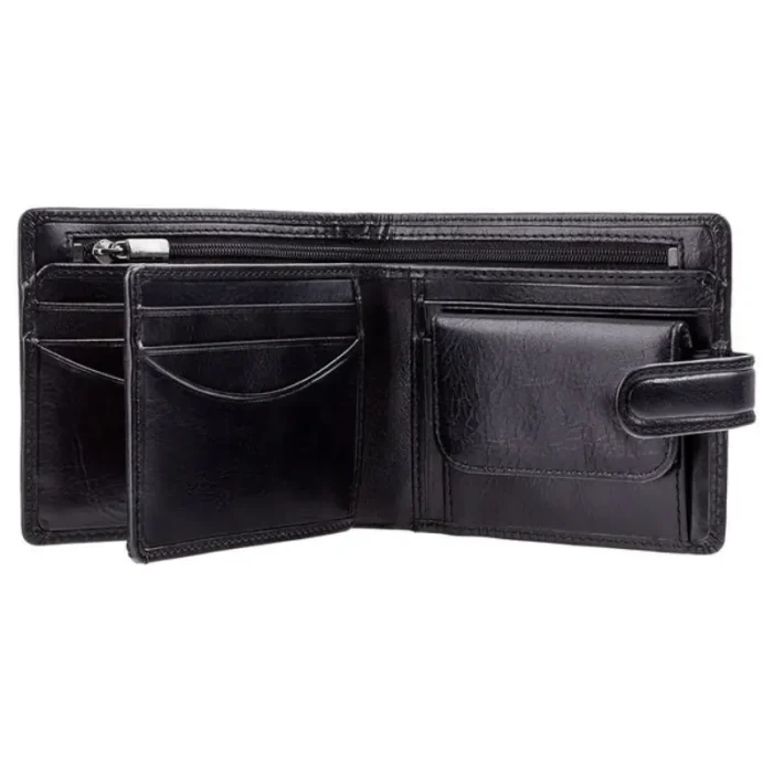 Black Arezzo Billfold Cash And Coin Wallet Open
