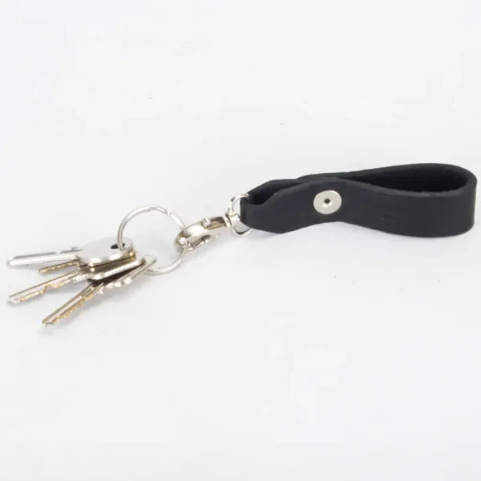 Black Belt Loop Leather Key Ring Back