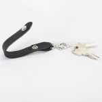 Black Belt Loop Leather Key Ring Open