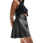 Black Faux Leather High Waisted Skirt